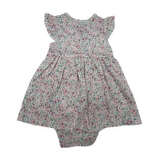 NWT Carter's Pink Purple Floral Print Flutter Sleeve Dress Size 3 Mth Baby Girl
